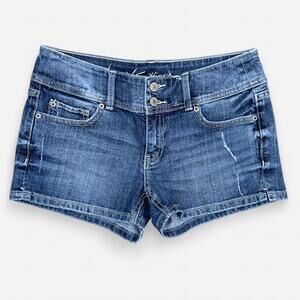 VS Hipster Dark Wash Distressed Mid Rise Shorts